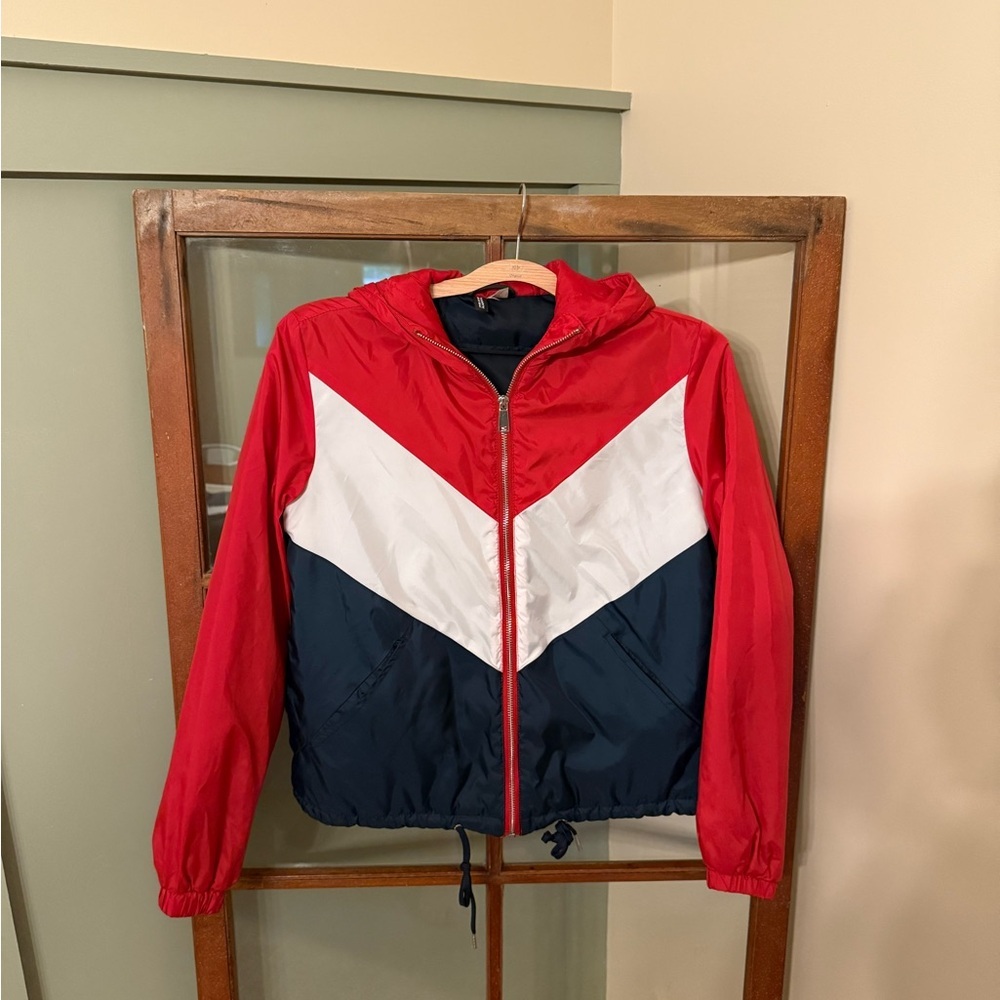 Divided H&M Women’s Zip-up Hooded Puffer Jacket Colorblock Americana Size XS